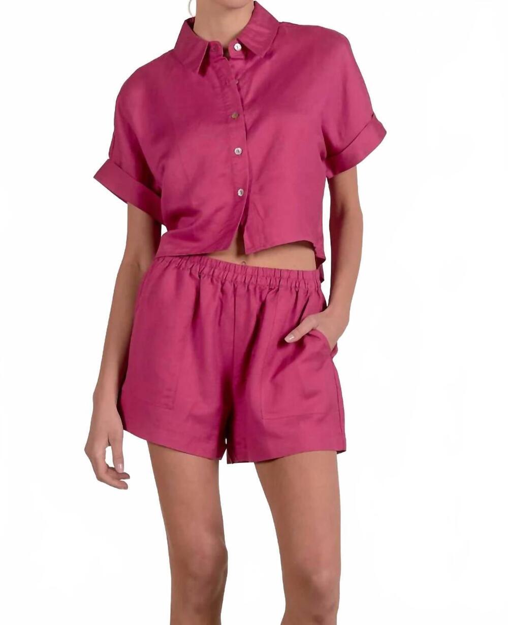 NEW ELAN women's sadie pull on short in fuchsia
